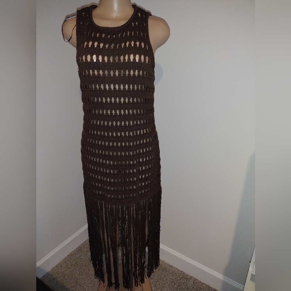 Steve Madden Dark Brown Crochet Maxi Dress